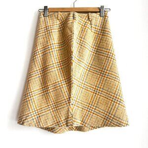 Carol Brent Montgomery Ward Wool Blend Yellow Blue A line Mini Skirt S